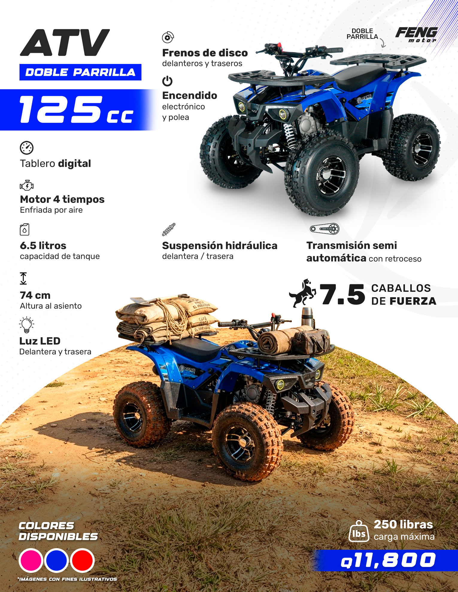 ATV 125cc doble parrilla