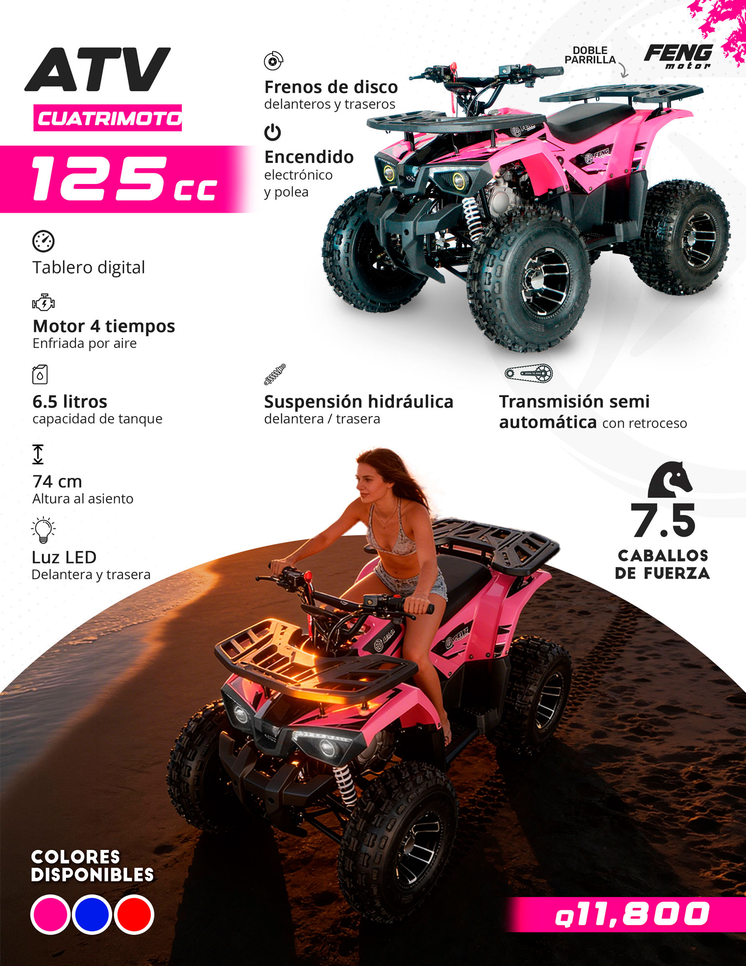 ATV 125cc doble parrilla