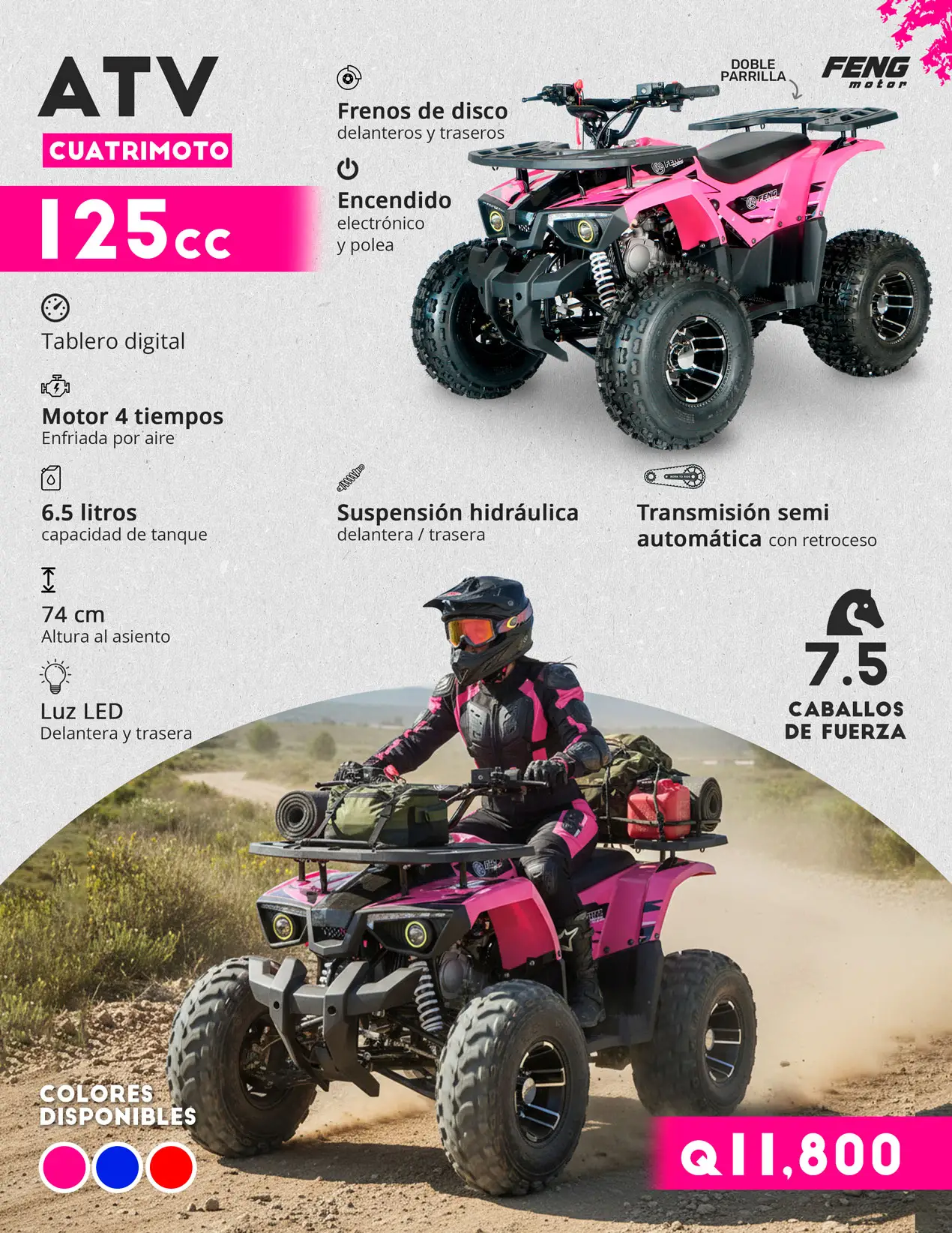 ATV 125cc doble parrilla